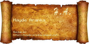 Hayde Aranka névjegykártya